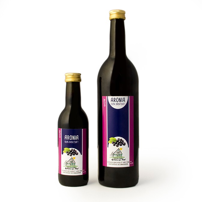 Aronia-Direktsaft in 0,35 l und 0,75 l